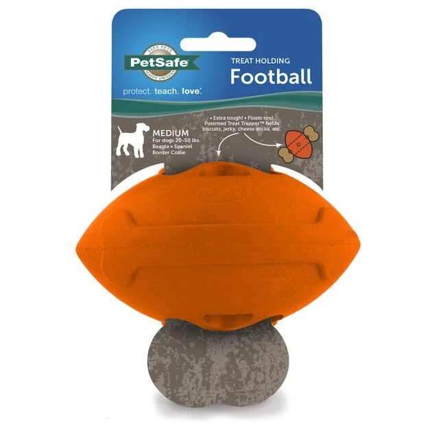 PetSafe Sportsmen Football Treat Dispensing Tough Dog Chew Toy 3 PetSafe Sportsmen Football Treat Dispensing Tough Dog Chew Toy - Image 3
