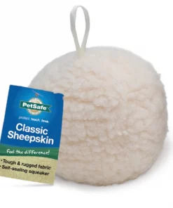 PetSafe Sheepskin Ball Squeaky Plush Dog Toy