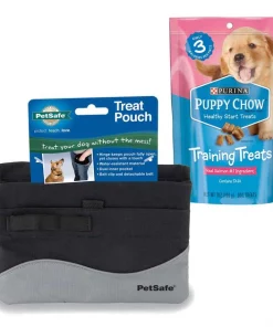 PetSafe||Puppy Chow PetSafe Mini Treat Pouch, Black & Puppy Chow Healthy Start Salmon Flavor Training Dog Treats