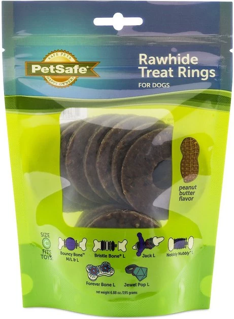 Busy Buddy Natural Rawhide Peanut Butter Rings Dog Treats 1 Busy Buddy Natural Rawhide Peanut Butter Rings Dog Treats