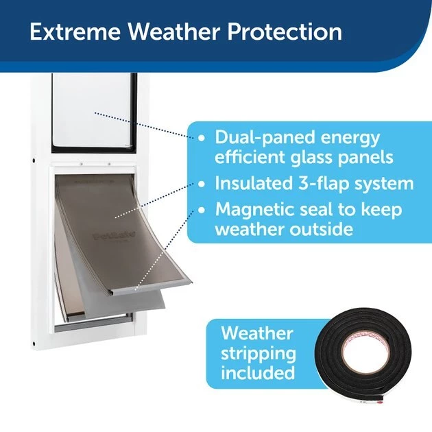 PetSafe Extreme Weather Sliding Glass Cat & Dog Door, White 2 PetSafe Extreme Weather Sliding Glass Cat & Dog Door, White - Image 2